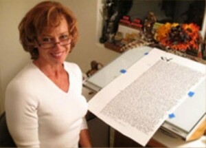 Calligrapher Domenica Corbo in her studio