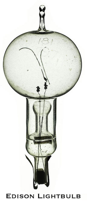 A picture of an original Thomas Edison lightbulb.